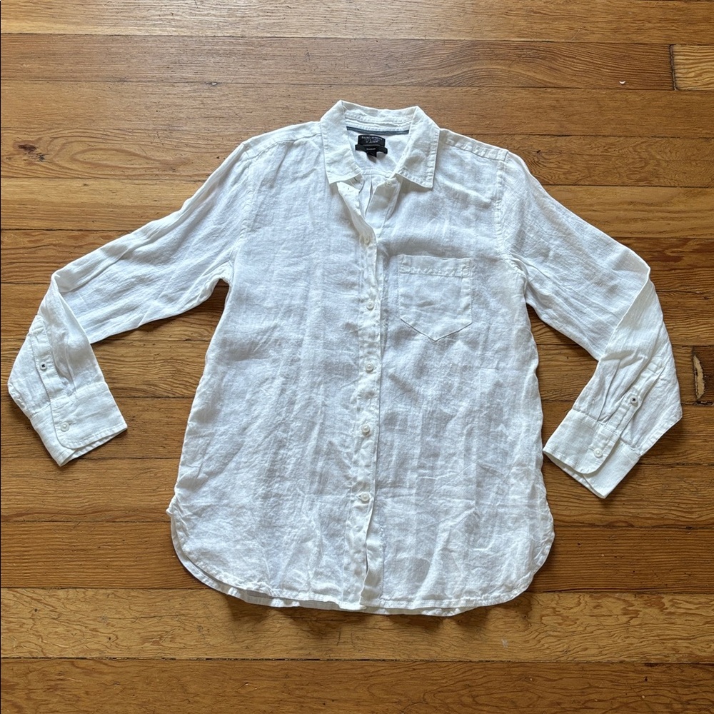 J crew Baird mcnutt Irish linen classic fit white button down size 4 nwot